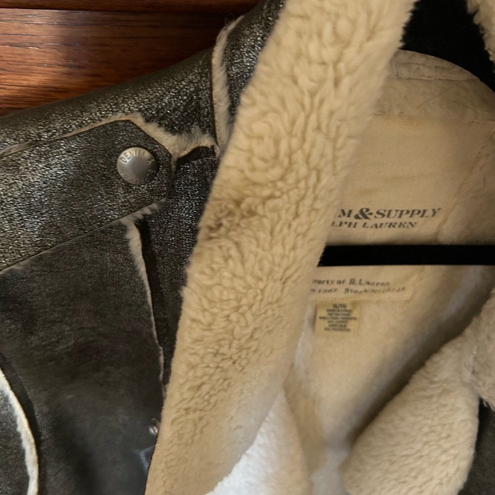 Stunning Ralph Lauren Denim & Supply
Faux Leather Sheepskin Moto Jacket Fits M-L - Picture 9 of 12